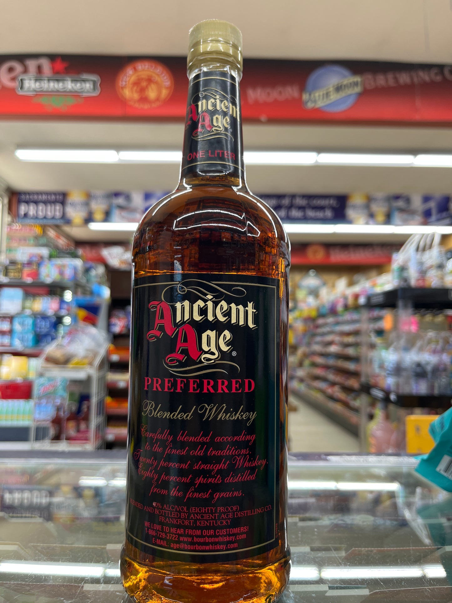 Bottle of Ancient Age Preferred blended Whiskey