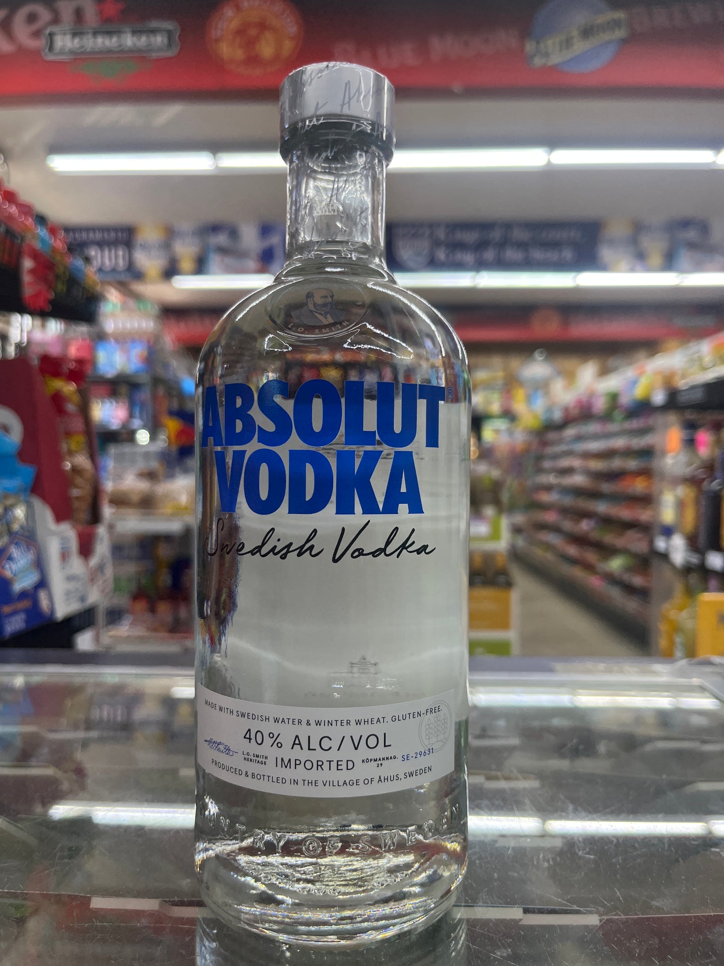 Bottle of Absolut Vodka in a store setting