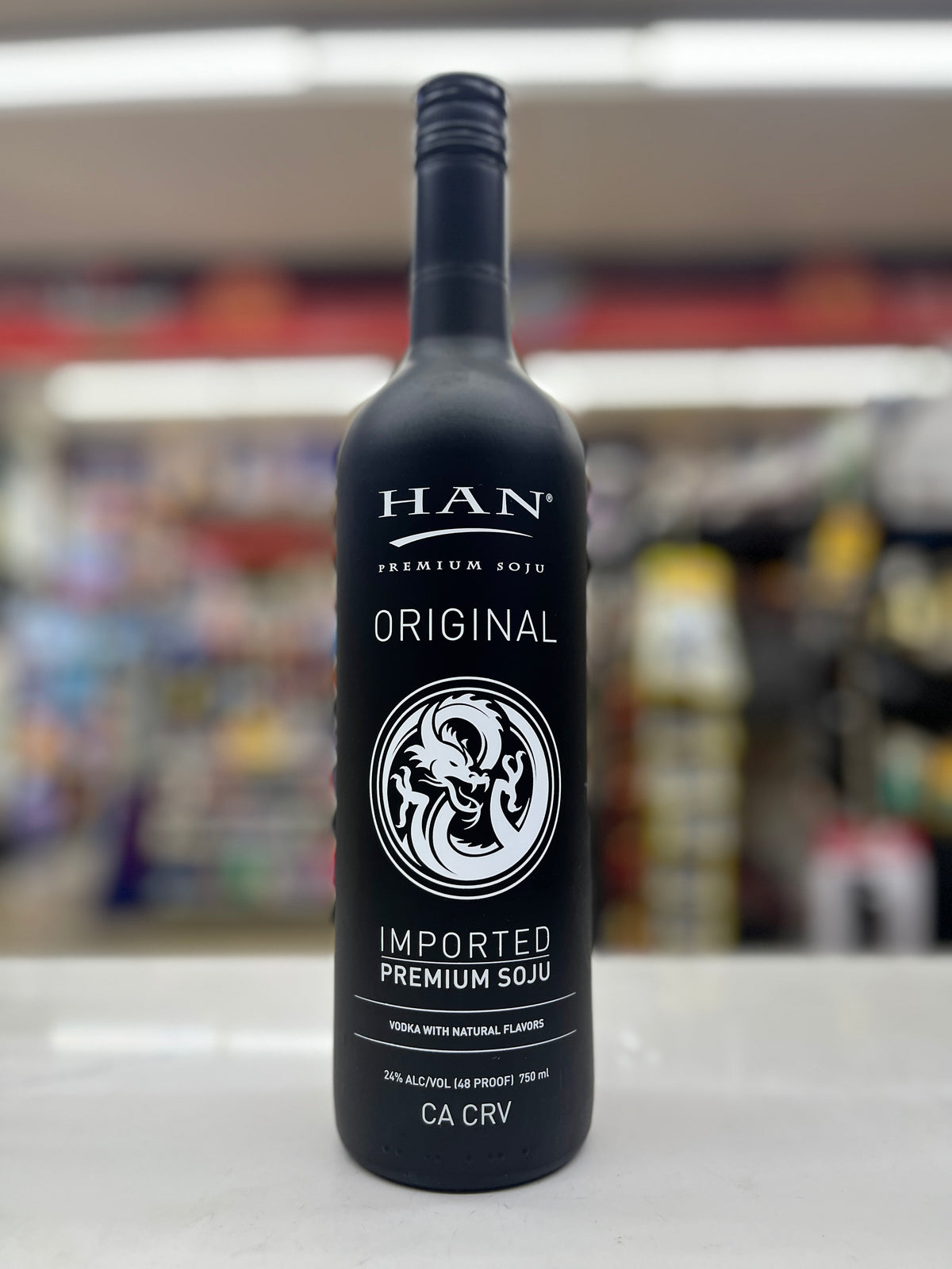 a bottle of Han Soju Original Vodka