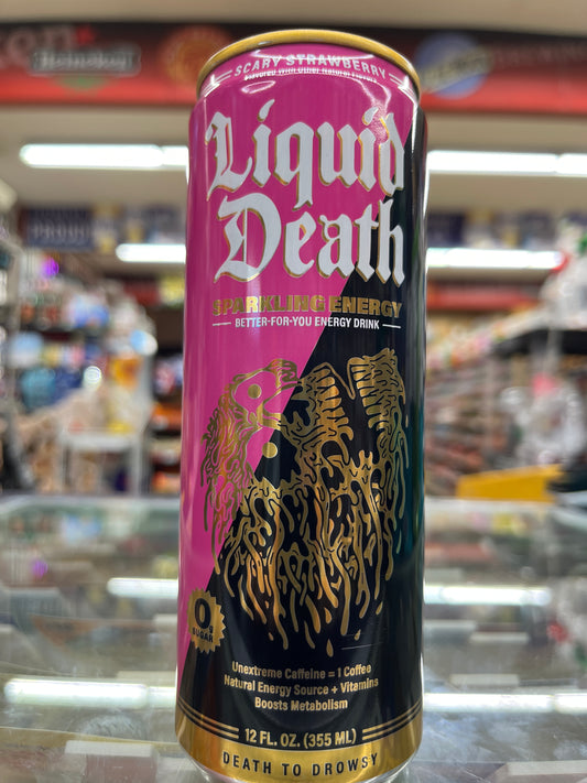 Liquid Death Energy Scary Strawberry 12oz