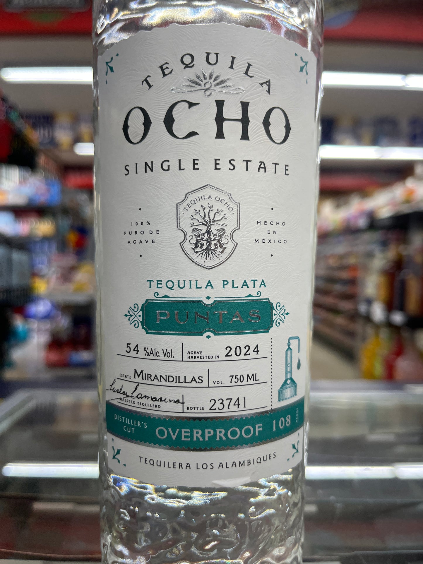 Tequila Ocho Plata Puntas 750ml