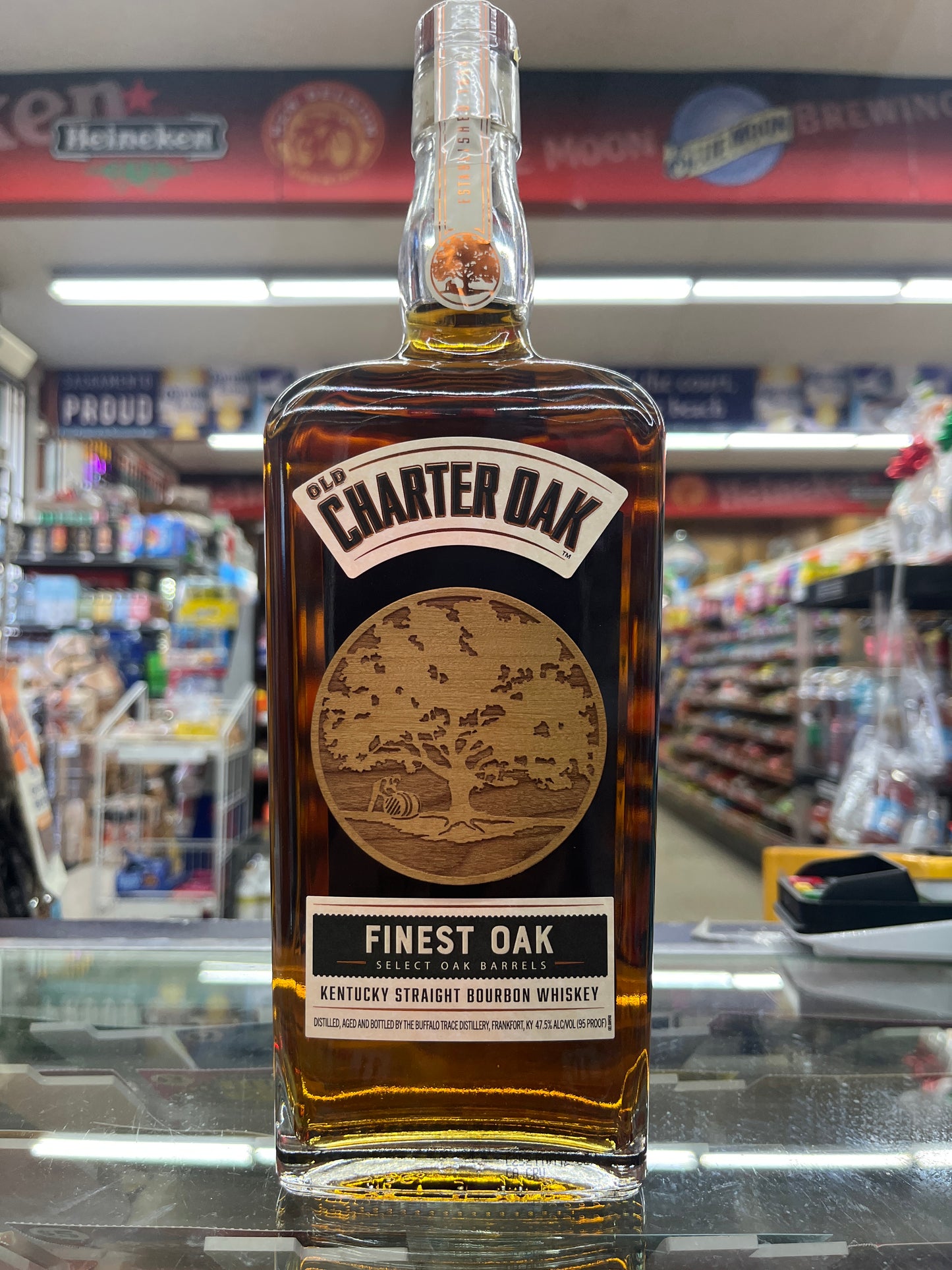 Bottle of Old Charter Oak  kentucky straight bourbon by Buffalo Trace distillery