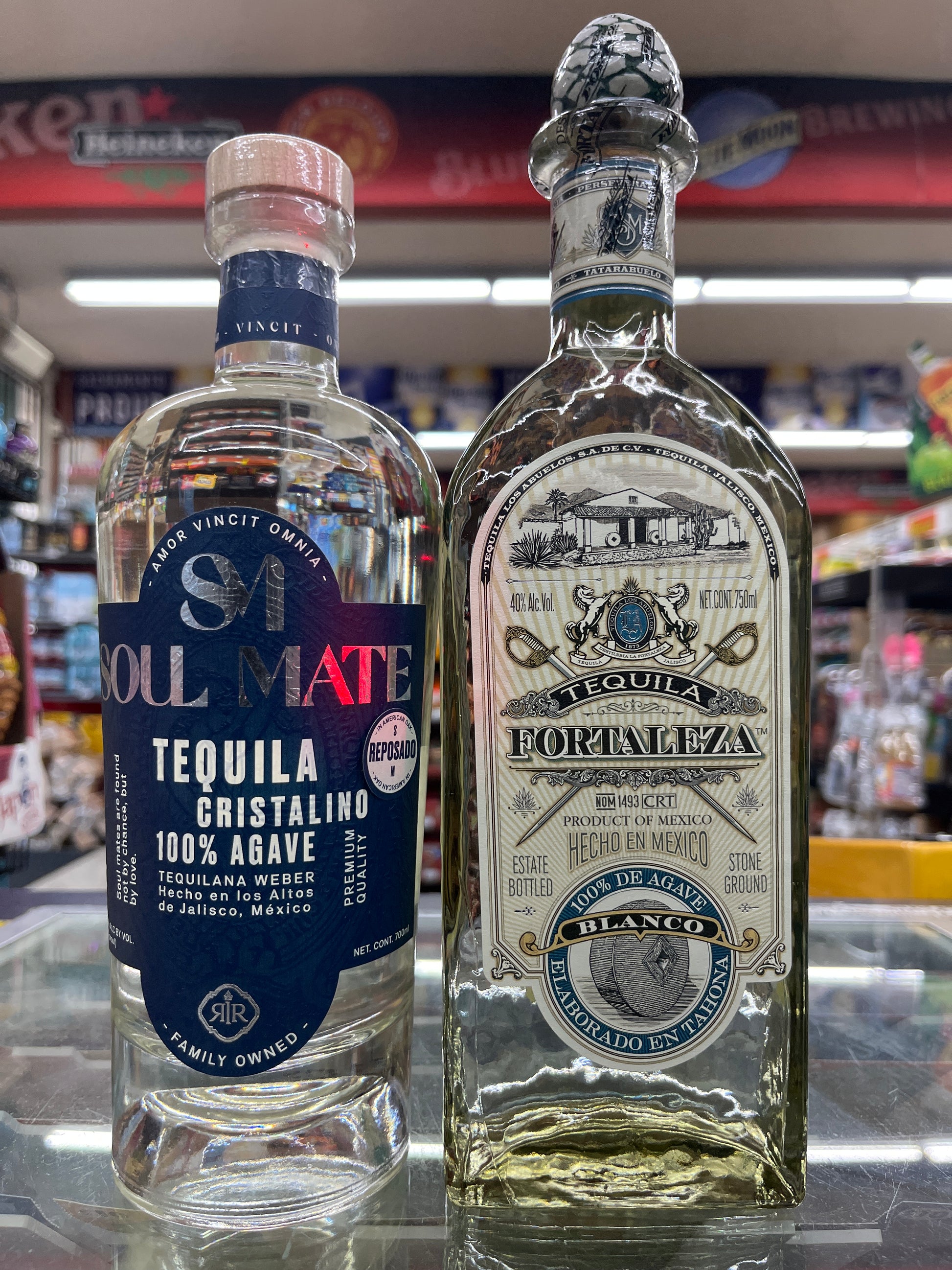 A bottle of Fortaleza Blanco Tequila 