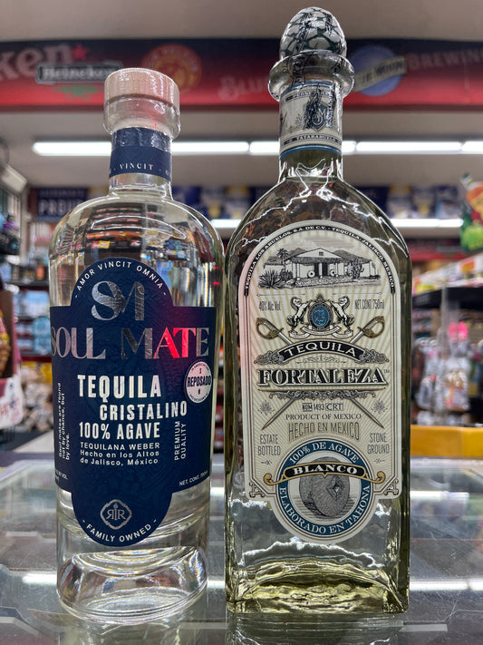 A bottle of Fortaleza Blanco Tequila 