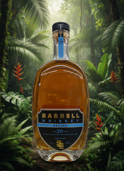 Barrell Whiskey 20 years old bottle called Decades aged in Spanish Brandy and Hungarian Oak casks