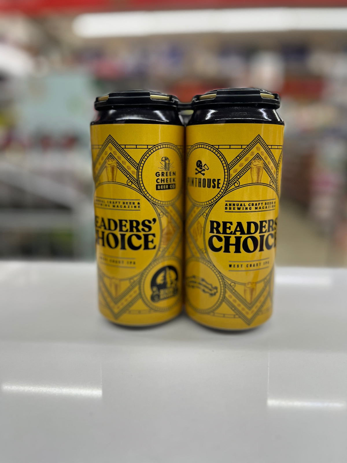 Reader's Choice West Coast IPA made by Sierra nevada in collabration with Russian River Brewing, Green Cheek Beer Co. and Pinthouse Brewing