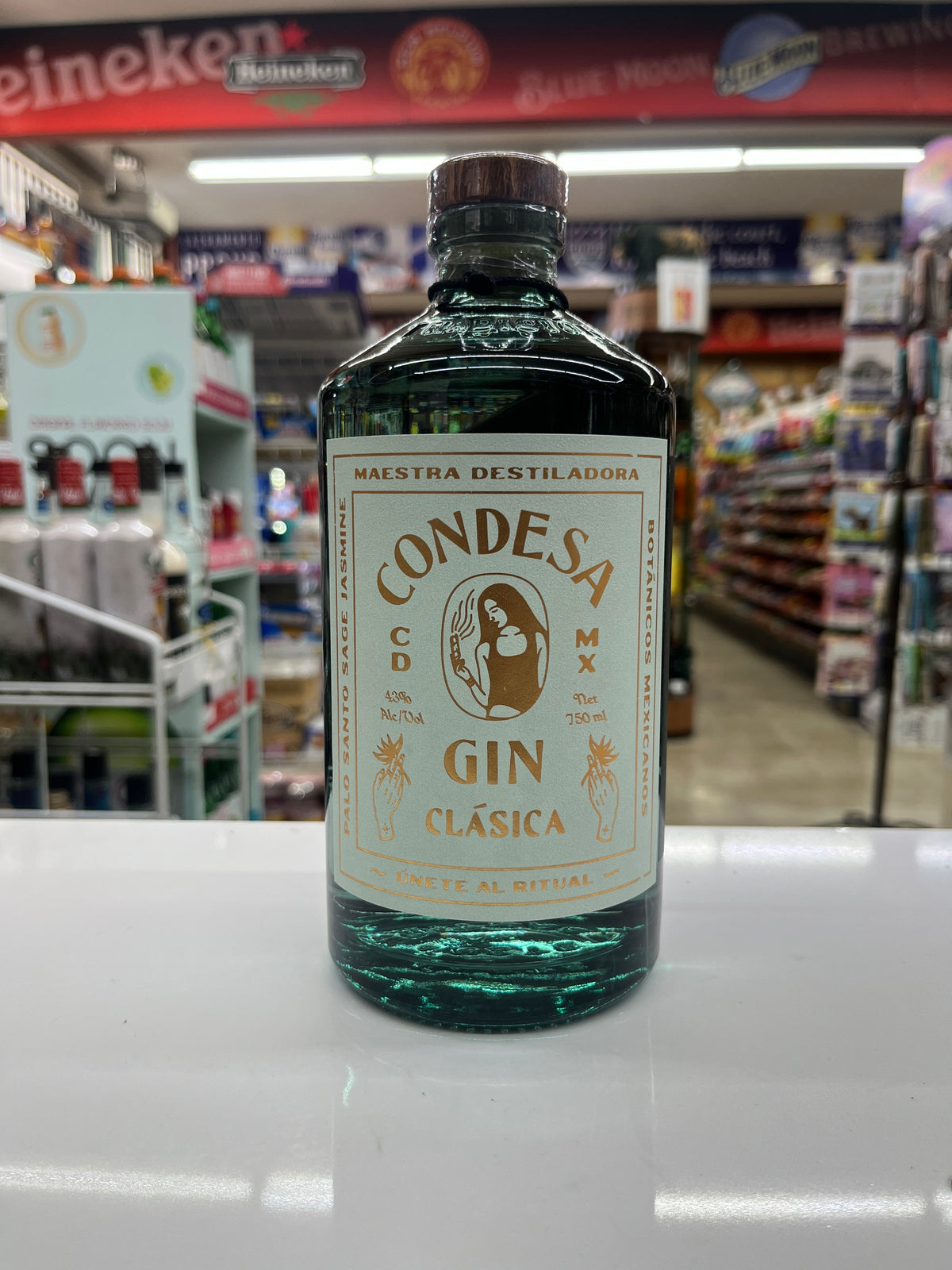 a bottle of Condesa Gin Clasica made in Mexico