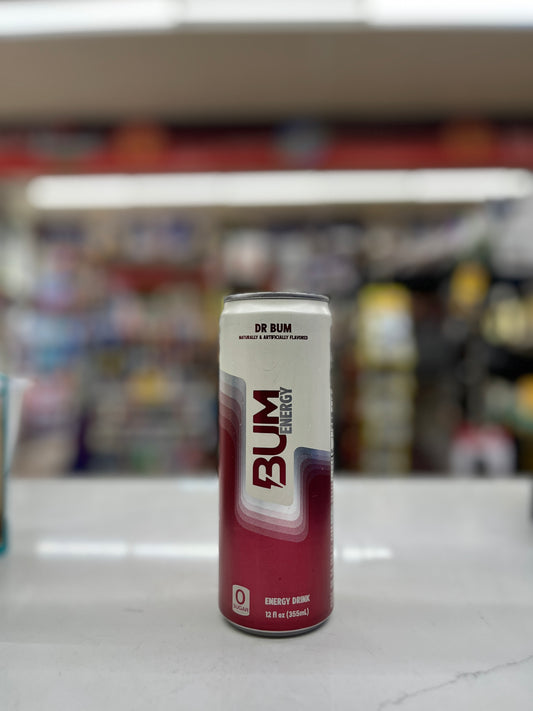 a can of Bum Energy DR BUM flavor