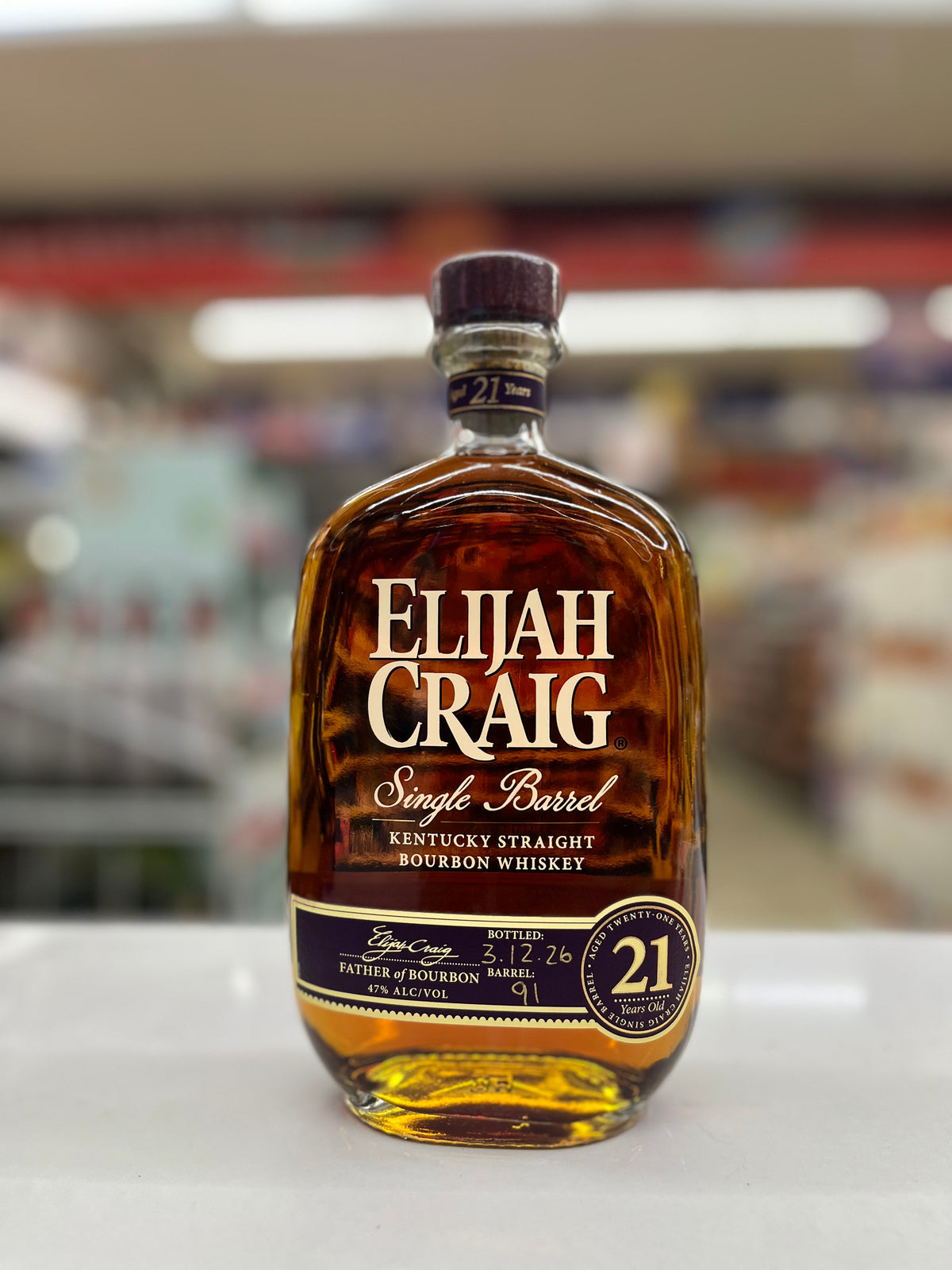 Elijah Craig 21 Year Old Single Barrel Bourbon 750ml