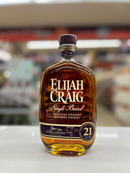 Elijah Craig 21 Year Old Single Barrel Bourbon 750ml